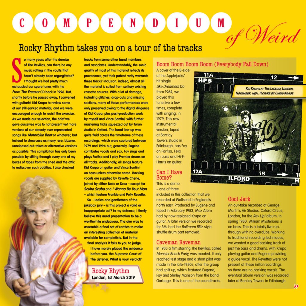 The Revillos' Compendium Of Weird 12in LP insert p1